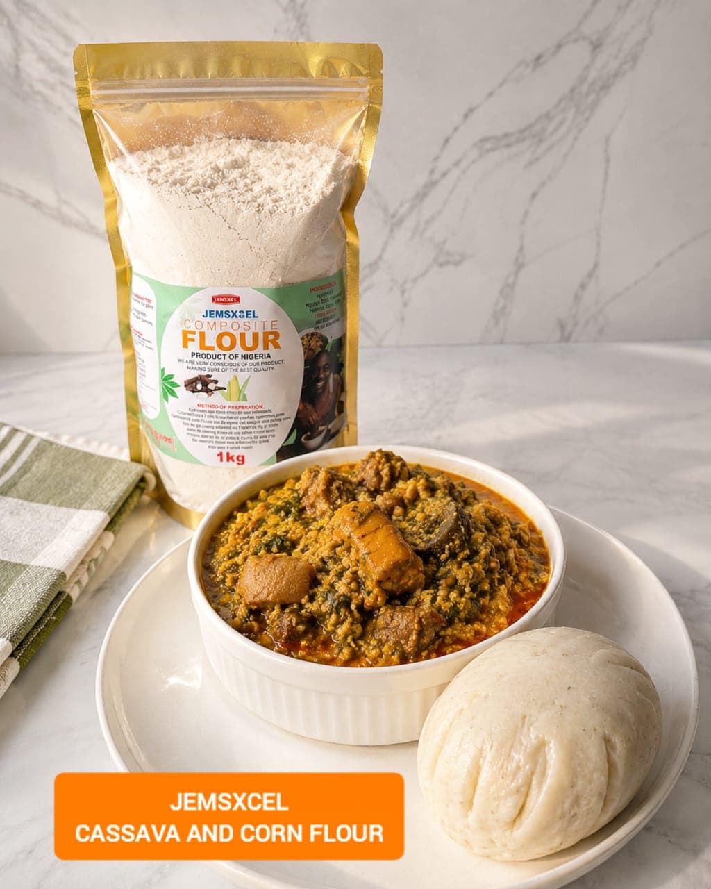 Cassava and Corn flour Swallow, 1Kg