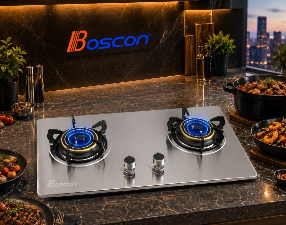 Boscon 2-Burner Built-In Stainless Gas Cooker