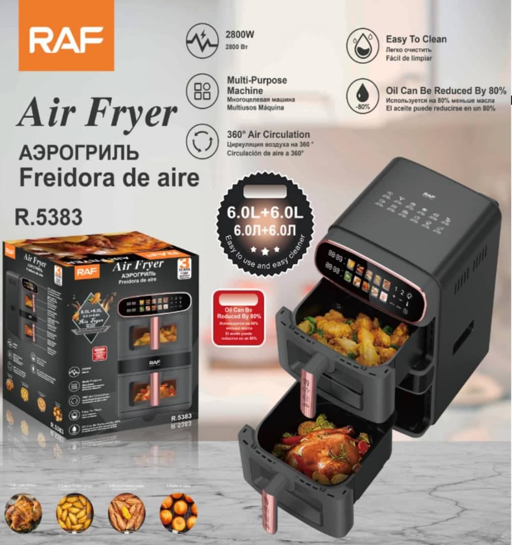 RAF R.5383 Double Basket Air Fryer – 12L